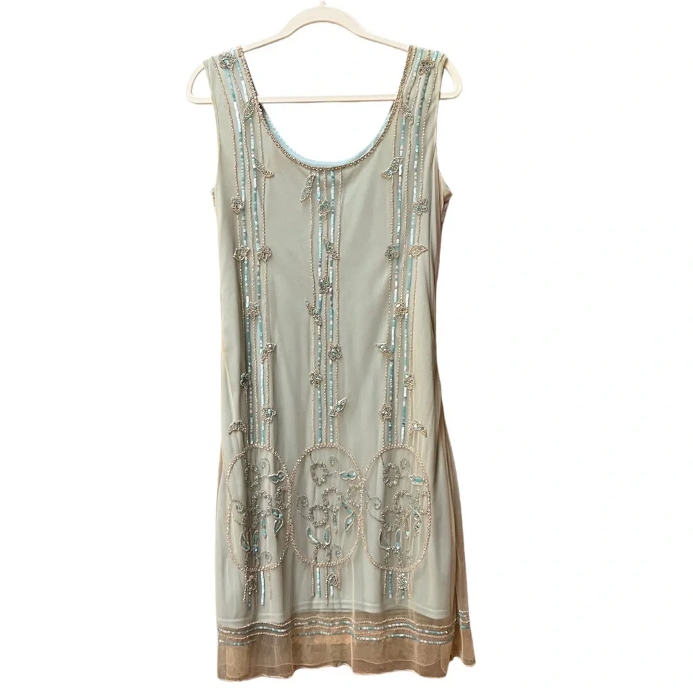 Vintage Beaded Dress 20s style flapper new years - size 6/8 - Picture 3 of 7